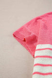 Striped V-Neck Short Sleeve Knit Top - Trendsi - Flyclothing LLC