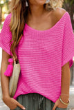 Boat Neck Short Sleeve Sweater - Trendsi - Flyclothing LLC