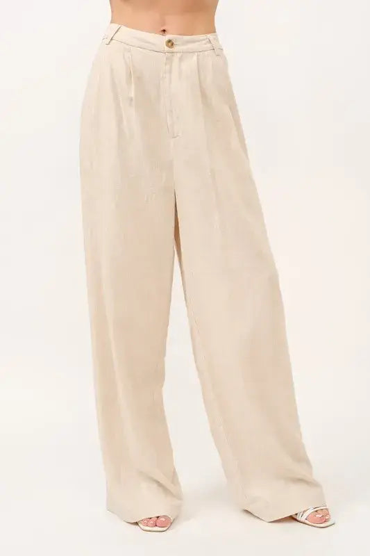 And The Why High-Rise Wide Leg Linen Blended Pants - Trendsi - Flyclothing LLC