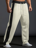 Men's Full Size Drawstring Contrast Wide Leg Pants Plus Size - Trendsi