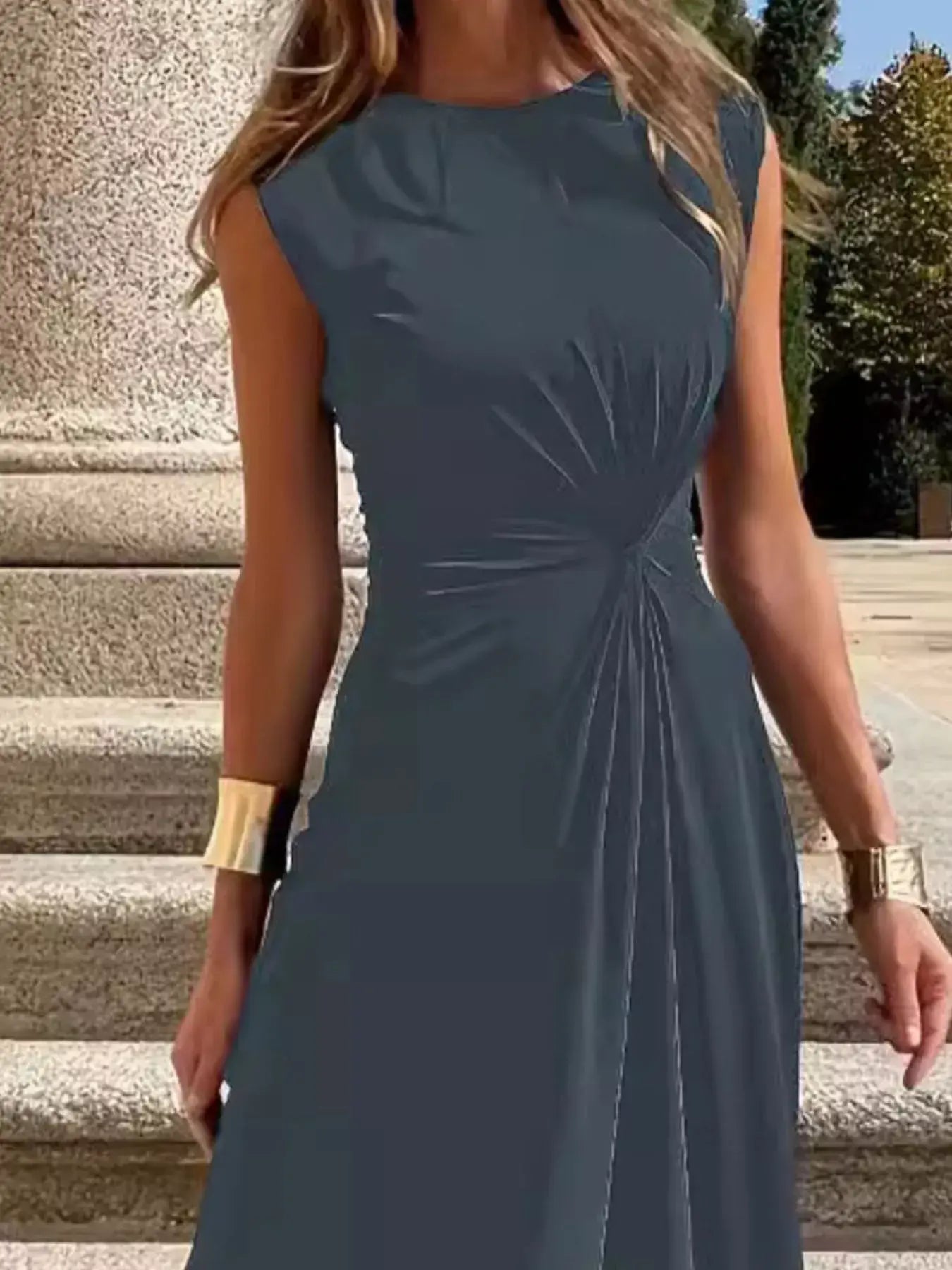 Twisted Round Neck Sleeveless Maxi Dress - Trendsi - Flyclothing LLC