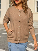 Casual Button-Down Knit Cardigan - Trendsi - Flyclothing LLC