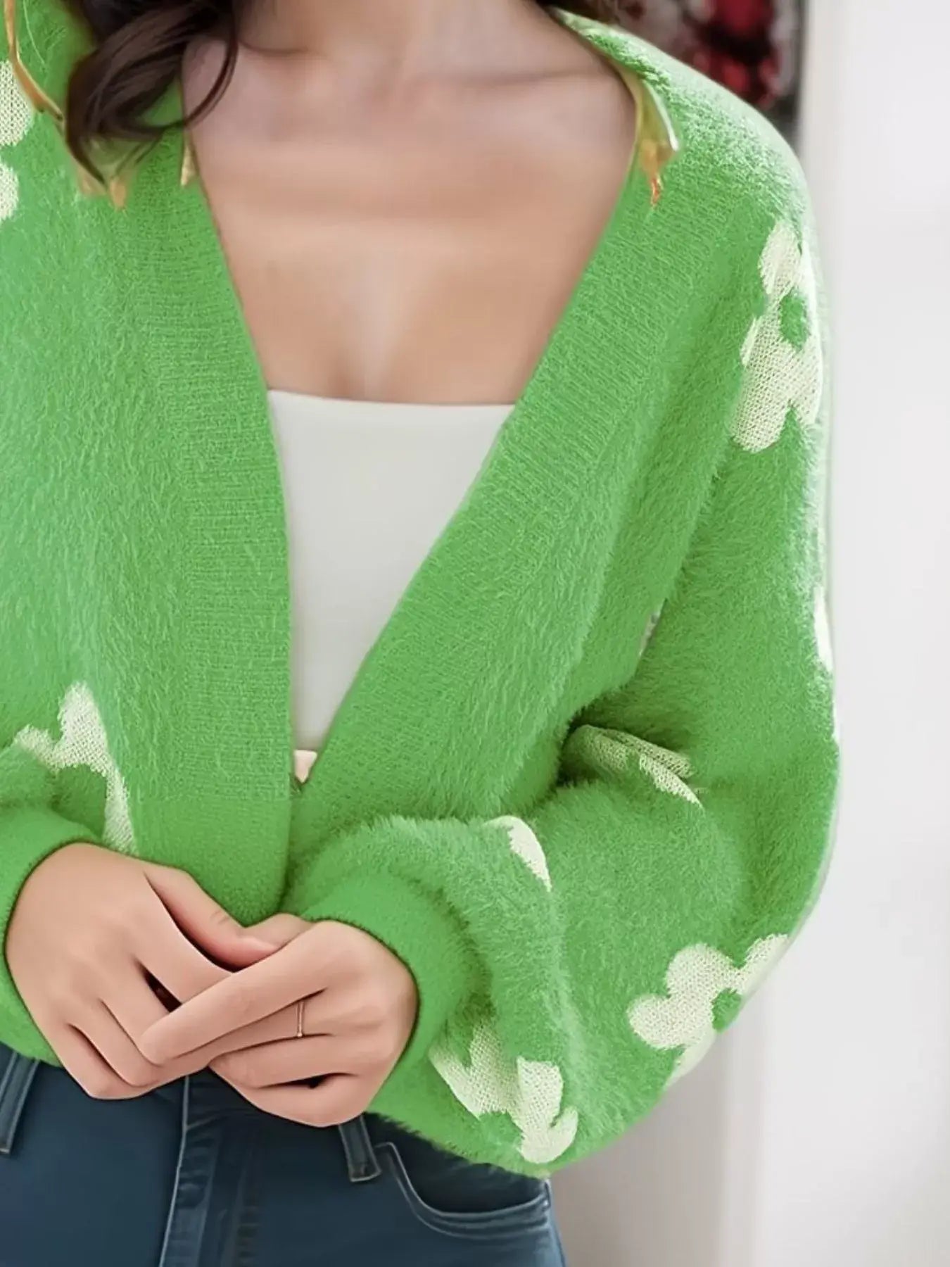 Floral Open Front Cardigan - Trendsi - Flyclothing LLC