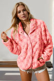 Double Take Checkered Long Sleeve Fuzzy Jacket - Trendsi