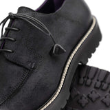 26-224-BLK CAMPO Sueded Goatskin Lace Up with Wax Finish, Black - Zelli Italia - Flyclothing LLC