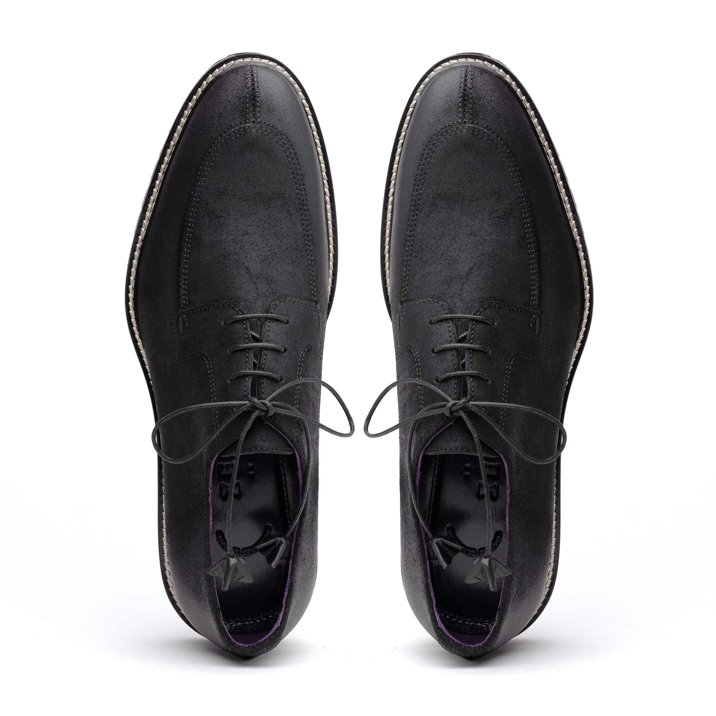 26-224-BLK CAMPO Sueded Goatskin Lace Up with Wax Finish, Black - Zelli Italia - Flyclothing LLC