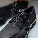 26-224-BLK CAMPO Sueded Goatskin Lace Up with Wax Finish, Black - Zelli Italia - Flyclothing LLC