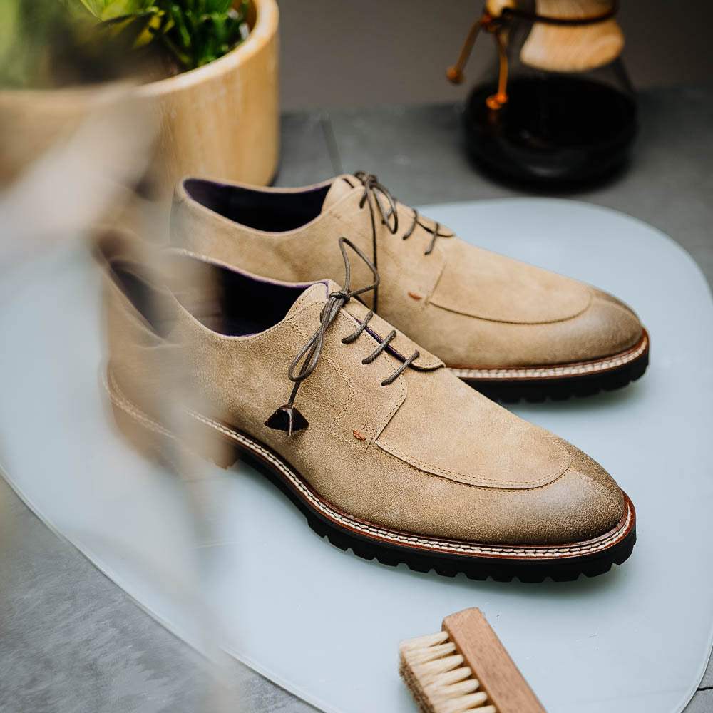 26-224-OAK CAMPO Sueded Goatskin Lace Up with Wax Finish, Oak - Zelli Italia - Flyclothing LLC