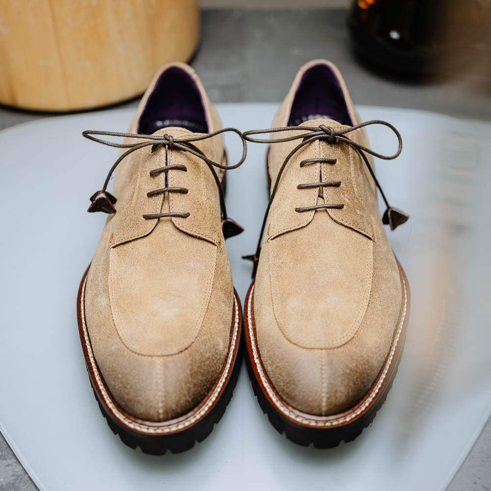 26-224-OAK CAMPO Sueded Goatskin Lace Up with Wax Finish, Oak - Zelli Italia - Flyclothing LLC