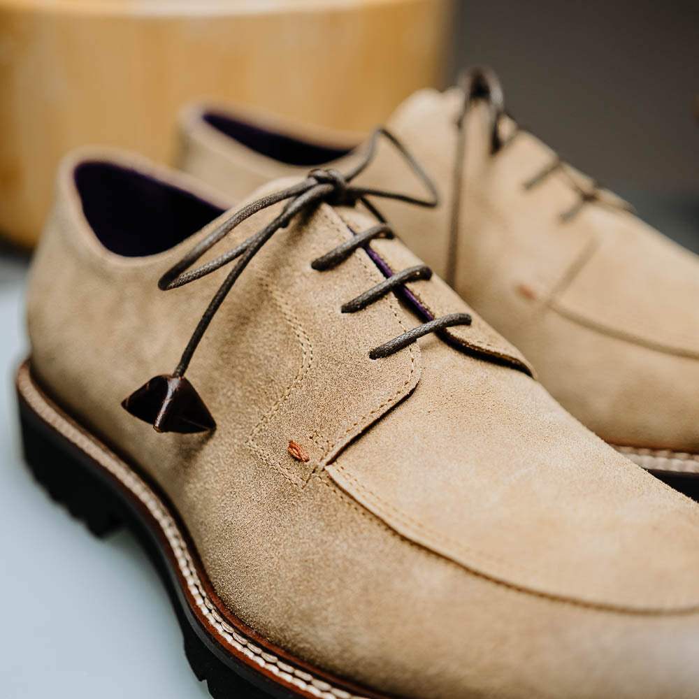 26-224-OAK CAMPO Sueded Goatskin Lace Up with Wax Finish, Oak - Zelli Italia - Flyclothing LLC
