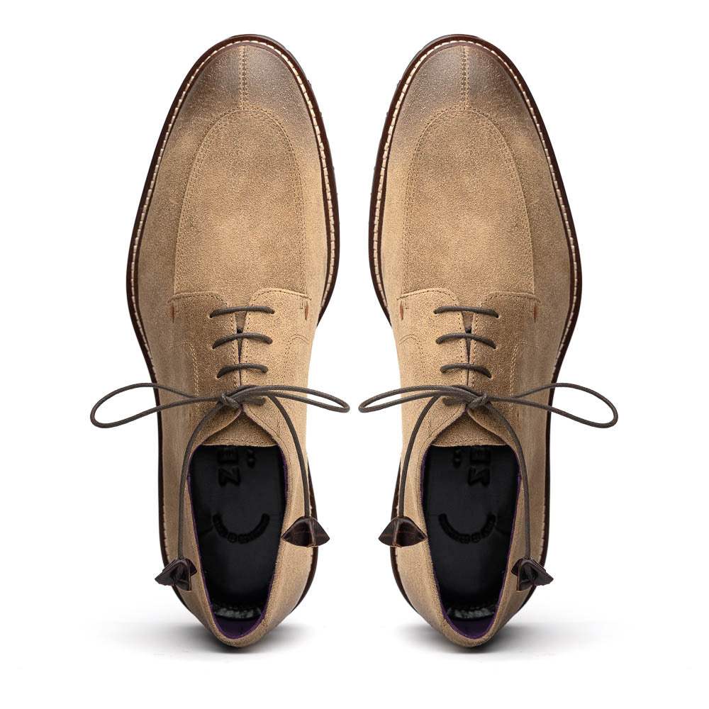 26-224-OAK CAMPO Sueded Goatskin Lace Up with Wax Finish, Oak - Zelli Italia - Flyclothing LLC