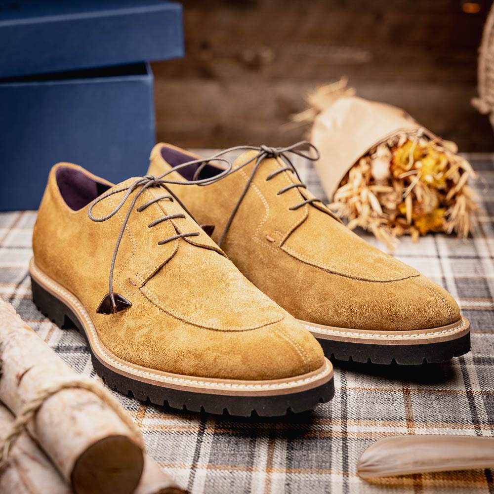 26-220-TOB CAMPO Sueded Goatskin Lace Up, Tobacco - Zelli Italia - Flyclothing LLC