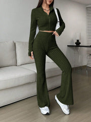 Conjunto de pantalón y camiseta de manga larga con cremallera