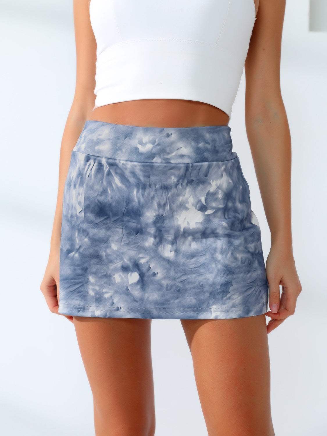 Quick-Dry Tie-Dye Wide Waistband Active Tennis Skirt - Trendsi - Flyclothing LLC