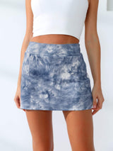 Quick-Dry Tie-Dye Wide Waistband Active Tennis Skirt - Trendsi - Flyclothing LLC