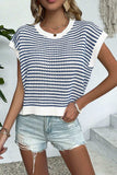 Striped Round Neck Sweater Vest - Trendsi - Flyclothing LLC