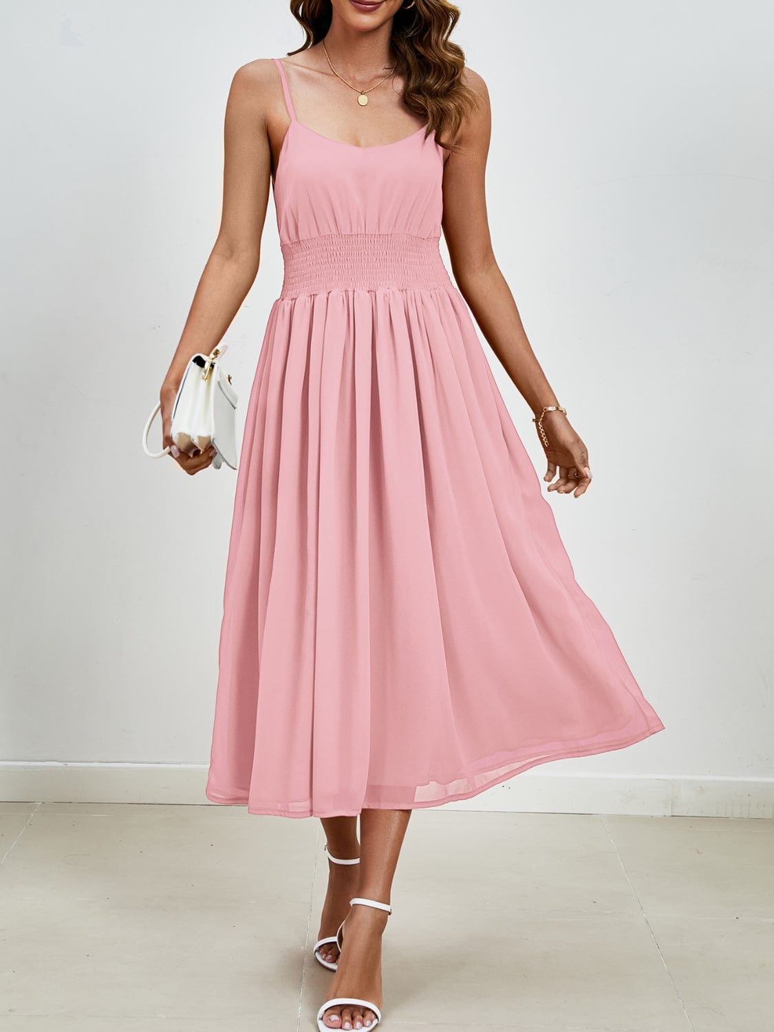 Scoop Neck Midi Cami Dress - Trendsi