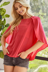 BiBi Woven Top With Fold Over Back Detail - Trendsi - Flyclothing LLC