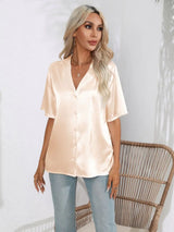 Button Down Short Sleeve Shirt - Trendsi - Flyclothing LLC