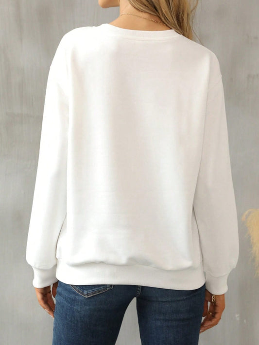 Cat Round Neck Long Sleeve Sweatshirt - Trendsi