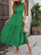 Notched Sleeveless Maxi Tank Dress - Trendsi - Flyclothing LLC