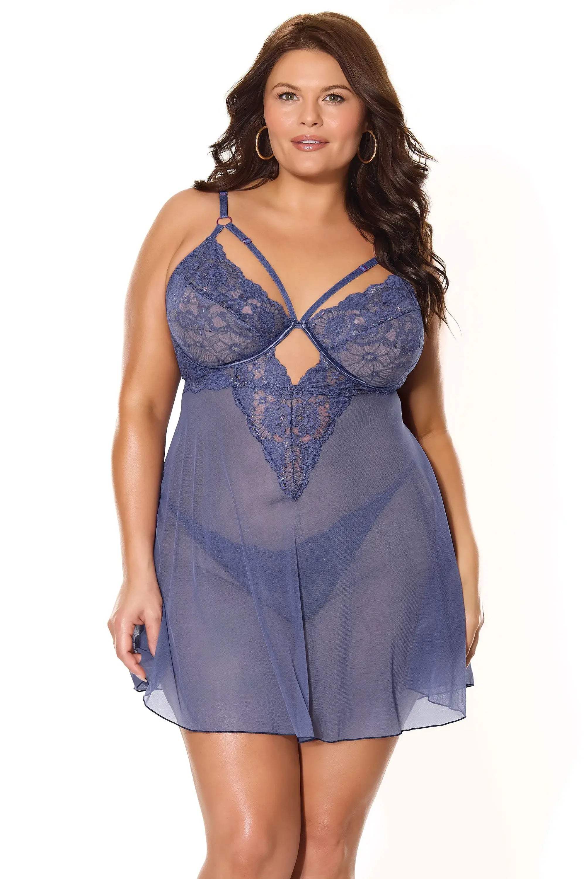Twilight Fever Babydoll & Thong - COQUETTE - Flyclothing LLC