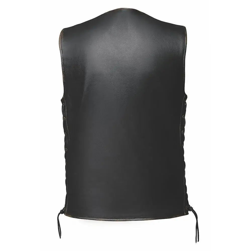 Colorado - Men's Motorcycle Leather Vest (Brown) - Unik Just for Bikers - Flyclothing LLC