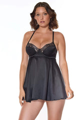 Kissed By Satin Babydoll & Thong - COQUETTE - Flyclothing LLC