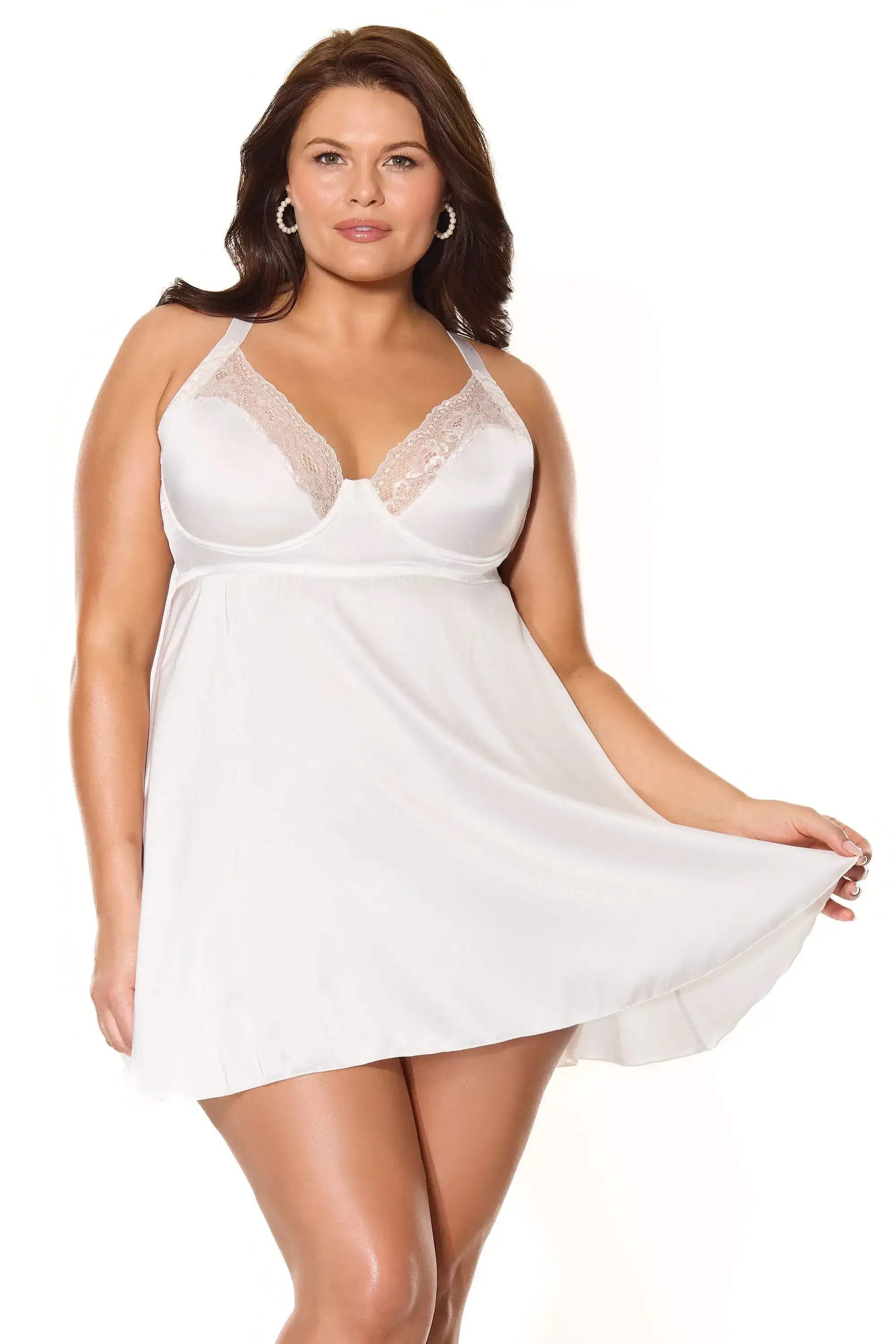 Kissed By Satin Babydoll & Thong - COQUETTE - Flyclothing LLC