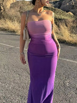 Gradient Tube Bodycon Midi Dress - Trendsi - Flyclothing LLC