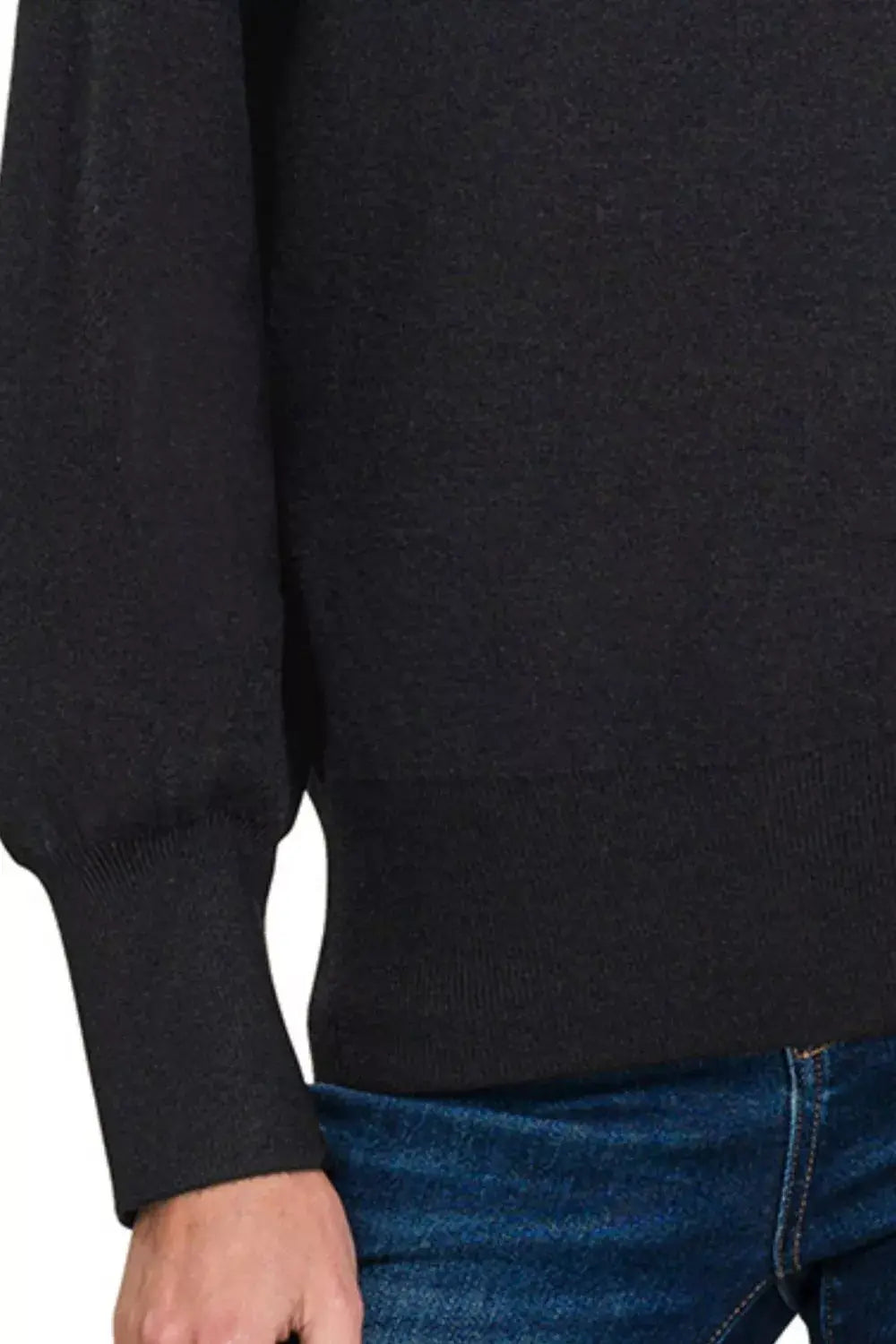 Zenana Viscose Mock Neck Exposed Seam Sweater - Trendsi - Flyclothing LLC