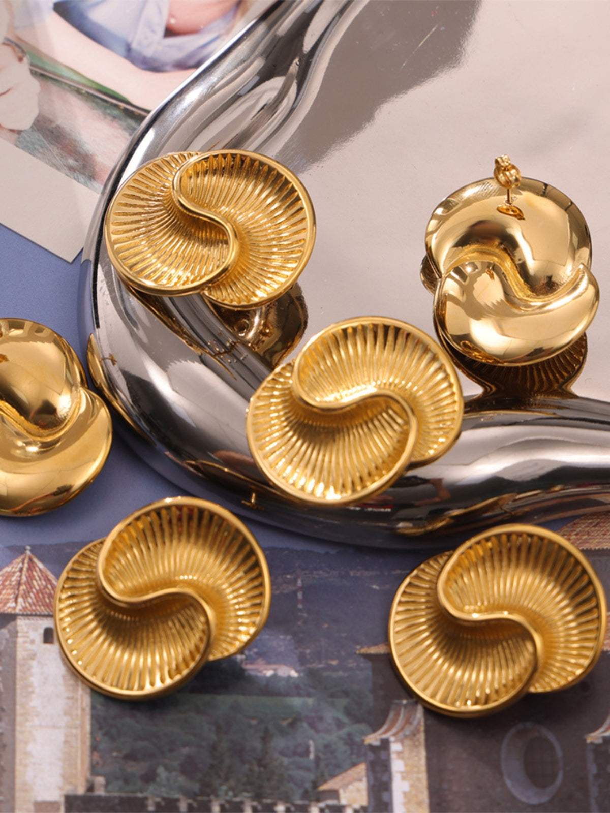 Titanium Steel Spiral Stud Earrings - Trendsi - Flyclothing LLC