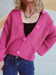 Button Up Long Sleeve Cardigan - Trendsi
