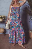 Floral Smocked Spaghetti Straps Wide Leg Jumpsuit - Trendsi - Flyclothing LLC