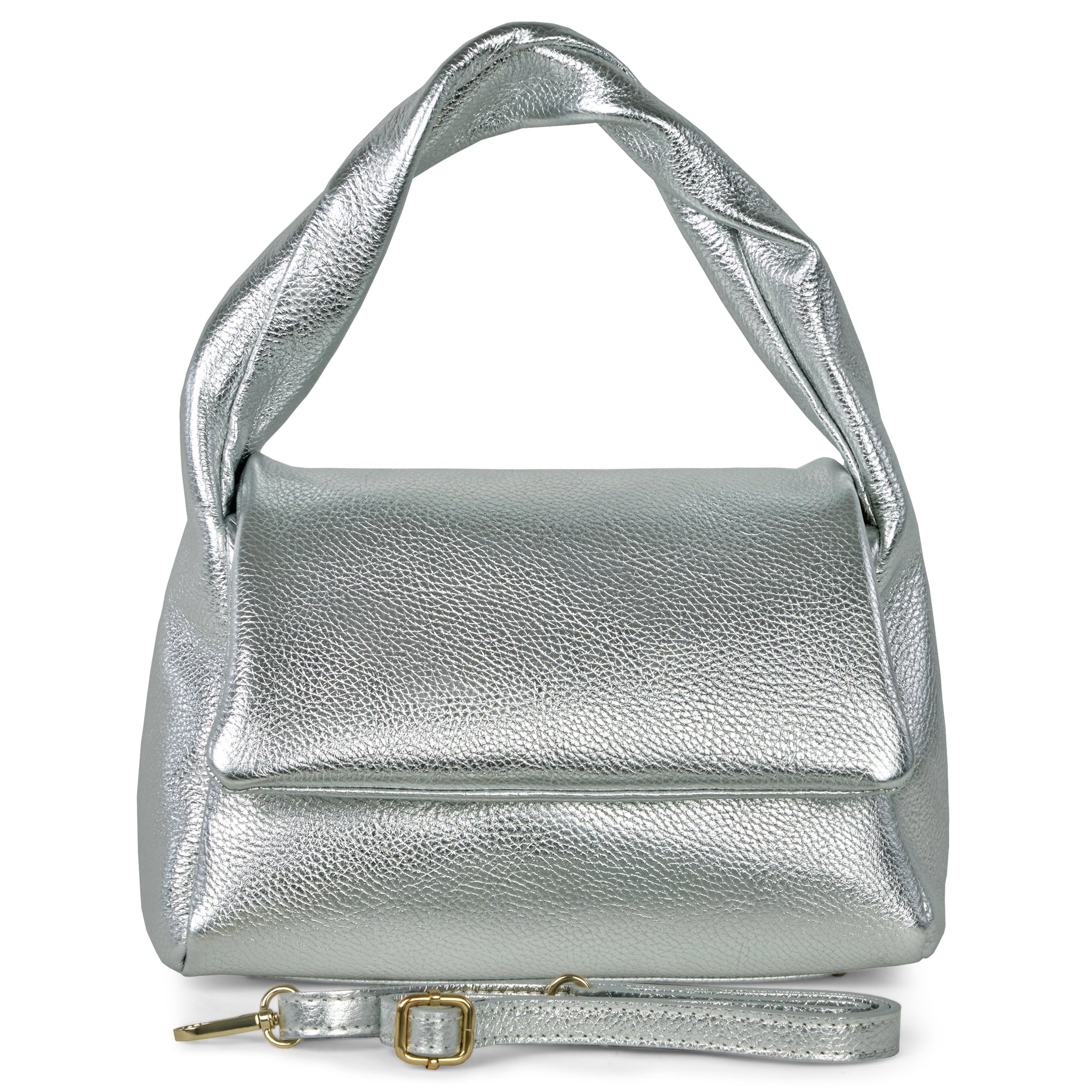 Italian Genuine Metallic Calf Leather Top-Handle Bag 262495 - TAKEASY - Flyclothing LLC