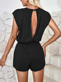 Cutout Round Neck Cap Sleeve Romper - Trendsi - Flyclothing LLC