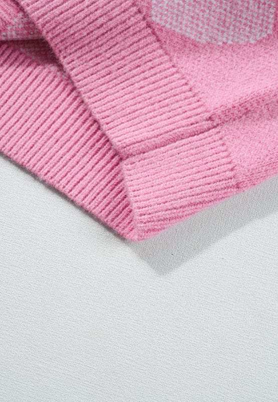 Pearl Trim Heart Round Neck Long Sleeve Sweater - Trendsi - Flyclothing LLC