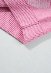 Pearl Trim Heart Round Neck Long Sleeve Sweater - Trendsi