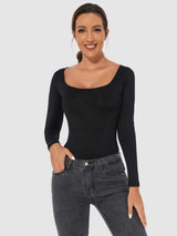 Full Size Scoop Neck Long Sleeve Bodysuit - Trendsi - Flyclothing LLC