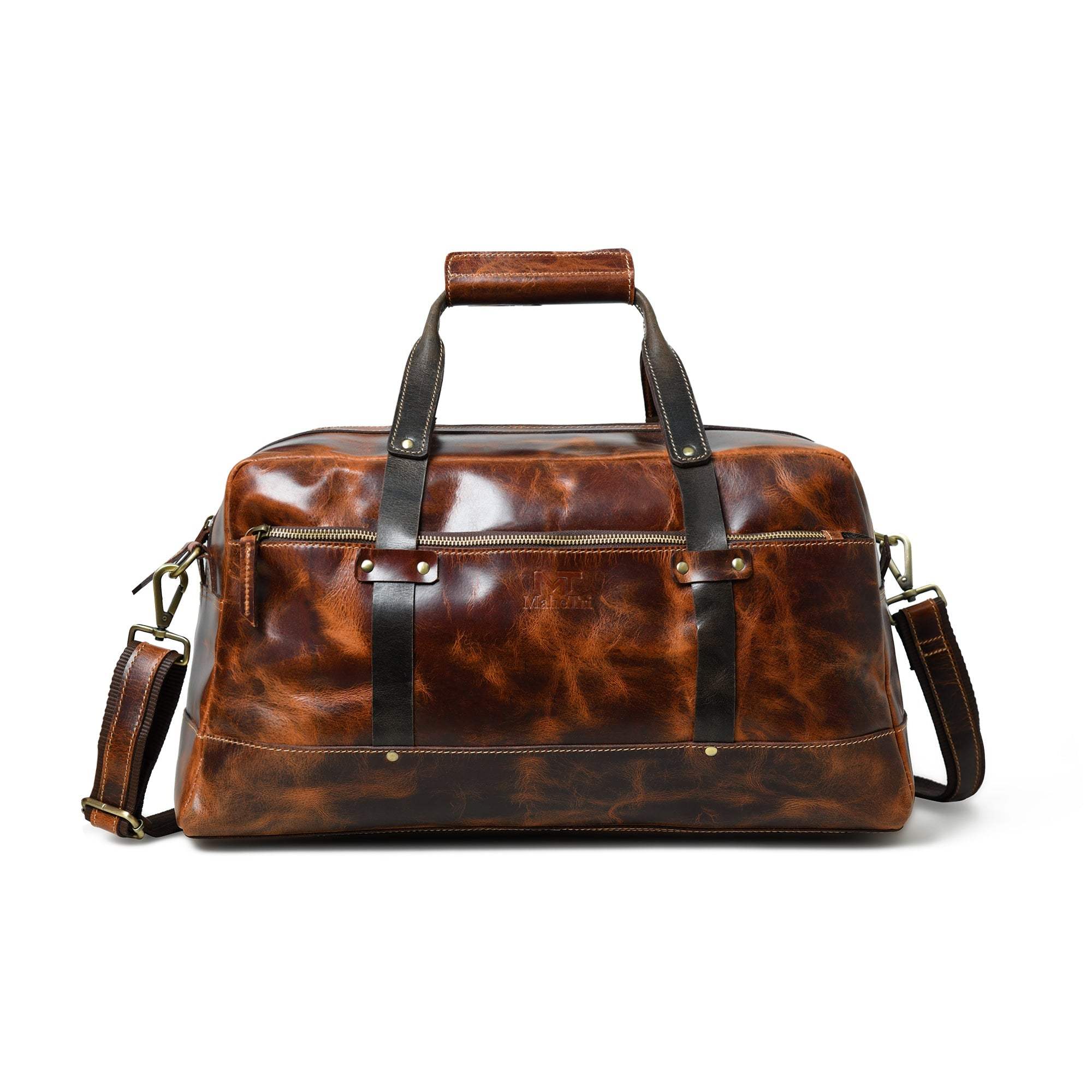 Espresso Elegance Carry on Duffle, Saddle Tan - Classy Leather Bags - Flyclothing LLC