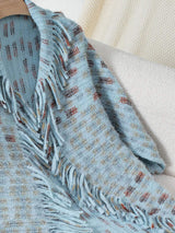 Fringe Open Front Half Sleeve Poncho - Trendsi - Flyclothing LLC