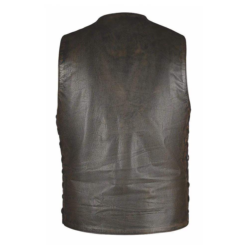 Toas - Men's Motorcycle Leather Vest (Brown) - Unik Just for Bikers - Flyclothing LLC