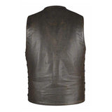 Toas - Men's Motorcycle Leather Vest (Brown) - Unik Just for Bikers - Flyclothing LLC