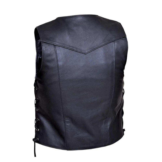 Colt - Mens 10 Pocket Leather Vest - Unik Just for Bikers - Flyclothing LLC