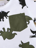 Children's Dinosaur Print Pocket Tee & Shorts Set - Trendsi - Flyclothing LLC