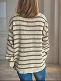 Striped Round Neck Long Sleeve Sweater - Trendsi - Flyclothing LLC