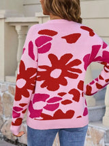 Floral Crew Neck Long Sleeve Sweater - Trendsi - Flyclothing LLC