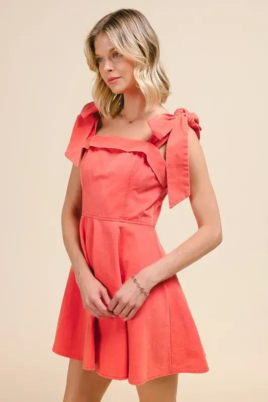 SO ME Fit and Flare Washed Gameday Dress - Trendsi - Flyclothing LLC