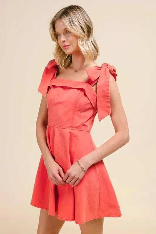 SO ME Fit and Flare Washed Gameday Dress - Trendsi - Flyclothing LLC