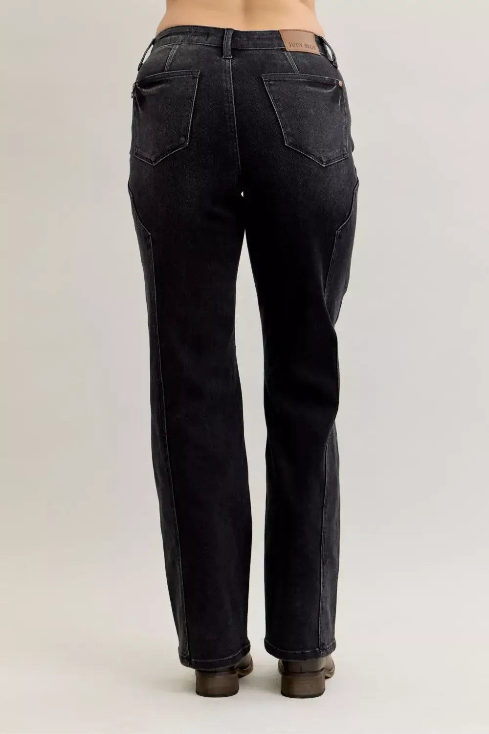 Judy Blue Mid Rise Straight Western Seam Detail Jeans - Trendsi - Flyclothing LLC